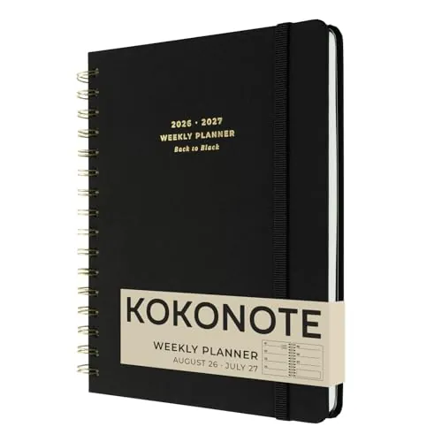 Kokonote Agenda 2026 2027 Semana Vista A5 negra Back To Black