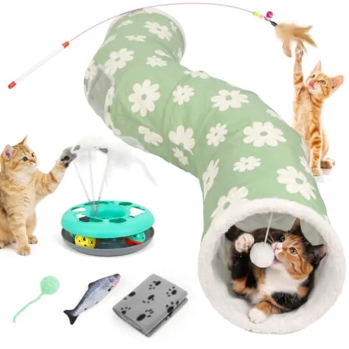 XIAPIA Tunel para Gatos con 6 Piezas, Juguete Interactivo Gato Interior