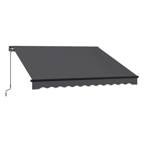 SONGMICS Toldo de Brazos Articulados, Toldo con Manivela, Parasol para Balcón, UPF 50+, Aleación de Aluminio, Ajustable, 300 x 250 cm, Gris GSA306GZ01