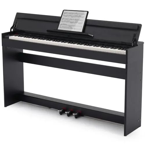 MUSTAR Piano digital de 88 teclas con teclas semipesadas, 3 pedales, color