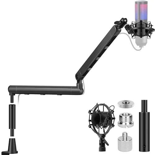 CAHAYA Soporte Brazo Micrófono Mesa - Ajuste Multidireccional Plegable Metal Capacidad de Carga 2500g para Podcasting y Streaming