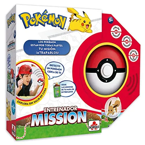 BORRAS - Pokémon Mission Juego de Mesa Interactivo, Conviertete en Entrenador Pokémon y Atrápalos a Todos. Juego de Entrenador, Aprende Datos Divertidos de tús Pokémones Favoritos (19442)