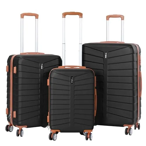 Juego de 3 Maletas Viaje Rígidas ABS con Ruedas 360° | Trolley Maleta de Cabina Ligero y Resistente | Equipaje de Mano, Mediana y Grande | Cerradura , Asa Telescópica, Interior Organizado Diseño