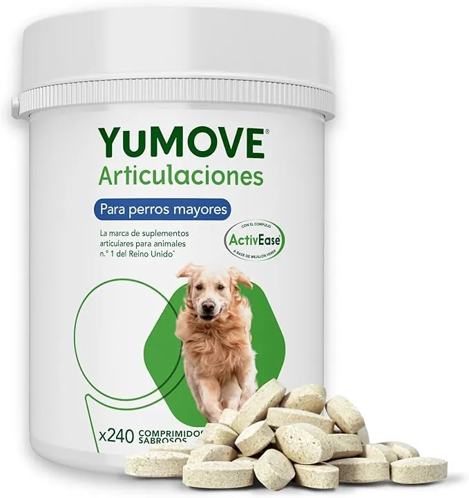 YuMOVE Condroprotector Perros Mayores de 8 Años 240 Tabletas - 170mg Cada Pastilla Patente Pendiente Mejillón Labio Verde ActivEase, Glucosamina, Condroitina - Movilidad y Refuerza Las Articulaciones