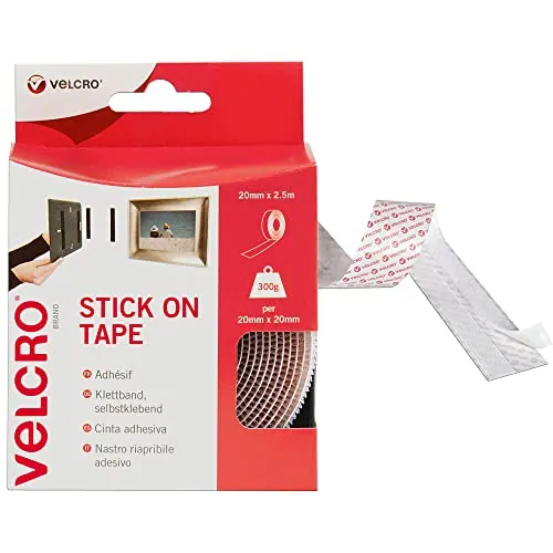 VELCRO Brand Cinta adhesiva 20mm x 2.5m Blanco