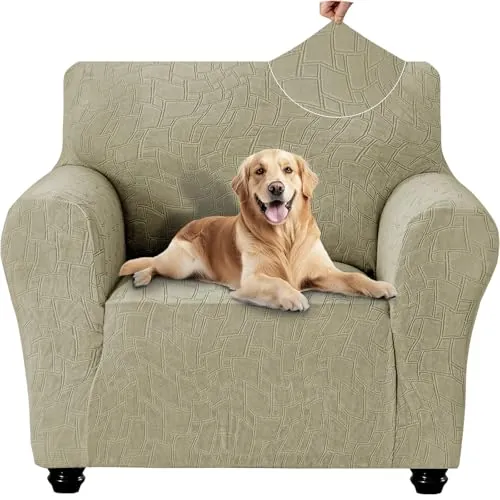 Ystyle Funda Sofa 1 Plaza, Couch Cover Elasticas, Funda para Sofa Antiarañazos Gatos, Forros para Sofas Antideslizante, Protector Sofa Antimanchas Lavable, Sofa Cover Anti Perros, Caqui