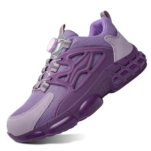 Zapatos de Seguridad para Hombre Mujer Zapatillas Ligeros Calzado Trabajo Comodo Antideslizante con Puntera de Acero Pink 40 EU