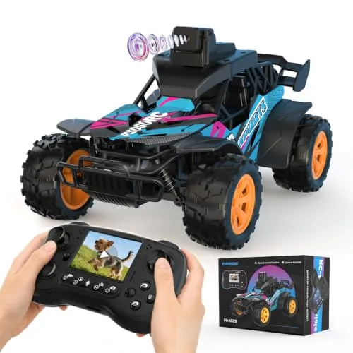 pisosorc Camión RC Todoterreno FPV Recargable | Pantalla De 2,8 Pulgadas, Cámara HD Regulable 60°, Control Remoto De 2,4 GHz, 2 Velocidades, Para Niños Y Adultos