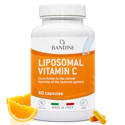 Bandini® Vitamina C Liposomal 800 mg - Vegana y Biodisponible - 60 Cápsulas | Contribuye al Funcionamiento Normal del Sistema Inmunológico, Reduce el cansancio y la fatiga, Vitamin C pura, Sin aditivos