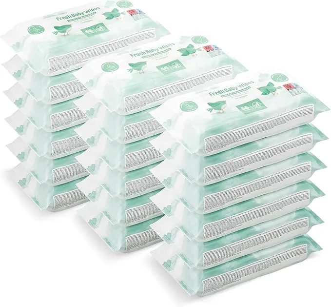 by Amazon Toallitas refrescantes para bebé, 1008 toallitas, sin perfume, 18 paquetes de 56 (anteriormente era la marca Mama Bear, pero es el mismo producto)