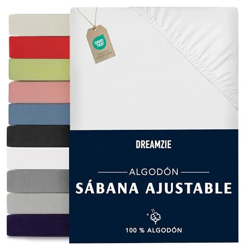 Dreamzie - Sábanas Bajeras 90x190/200cm Ajustable - 100% Algodon - Jersey