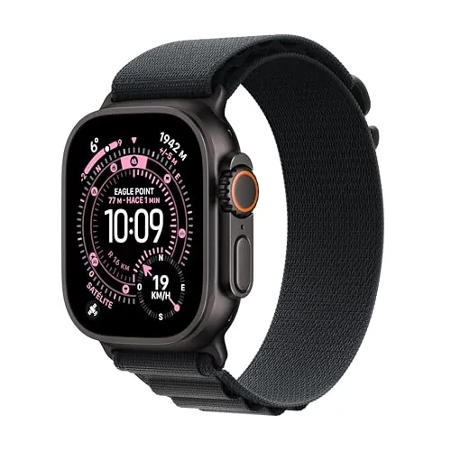 Apple Watch Ultra 3 GPS + Cellular, reloj prémium para running y multideporte con caja de titanio resistente de 49 mm y Correa Loop Alpine negra - Talla L. Monitores avanzados de salud y entreno