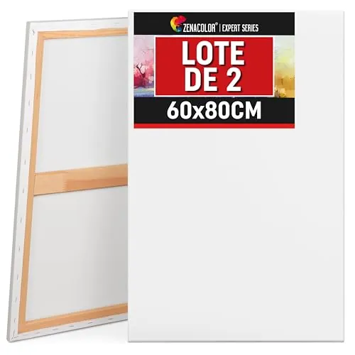 Zenacolor - Set de 2 Lienzos para Pintar 60x80cm - 100% Algodón sin Ácidos