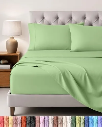Utopia Bedding Juego de Sabanas 4 Piezas, 150x200cm, Verde Salvia