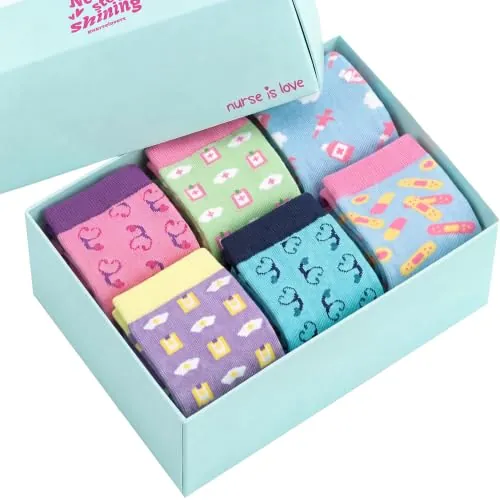 Nurse is Love Medias De Compresión Mujer Para Enfermera - Calcetines Compresion para Trabajo TCAE, Medicos, Vet | Usa Con Zuecos Sanitarios, Regalos Originales | Accesorios Enfermeria SET 6