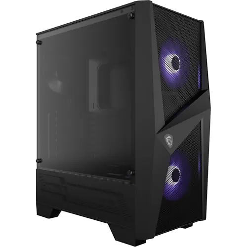 MSI mag Forge 100M Mid-Tower - Caja de PC Gaming, 2 x 120 mm RGB + 1 x 120 mm Ventiladores Incluidos, Panel Cristal Templado, ATX, mATX, Mini-ITX, Negro