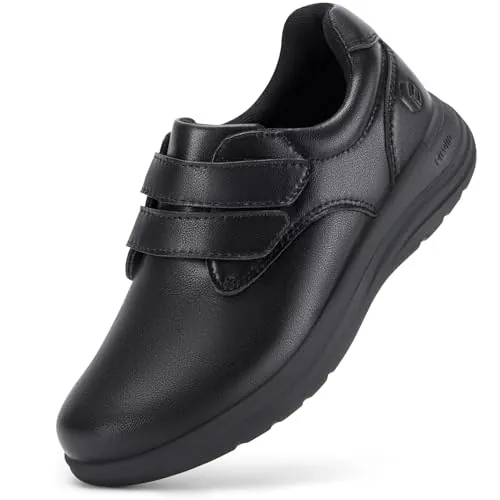 FitVille Zapatos Diabéticos para Mujer Extra Ancha Zapatos Piel Comodos Zapatos Ortopédicos Fascitis Plantar Zapatos para Caminar para Pies Sensibles Pies Hinchados Negro 42 EU Ancho