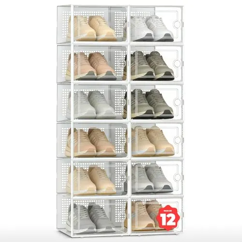 JUPPLIES Cajas de Zapatos Transparentes (Pack de 12)
