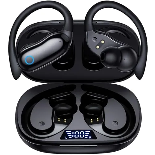 CAPOXO Auriculares Bluetooth Deportivos con Gancho, 96H, ANC -30dB, IPX7