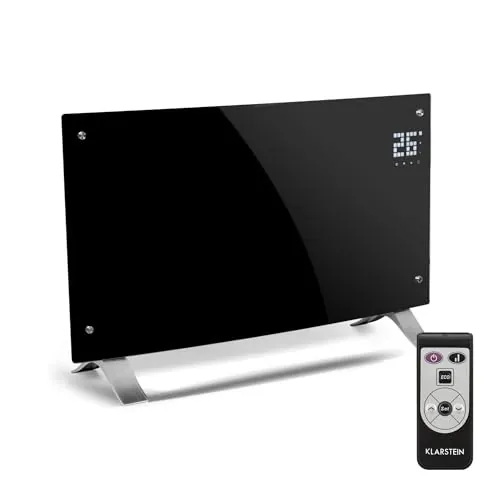 Klarstein Radiadores Bajo Consumo Electricos para Casa, Estufa Electrica de 2000W con Patas de Aluminio, Radiador Electrico Silencioso, Portátil y Delgado, Estufas con Panel para Pared y Termostato
