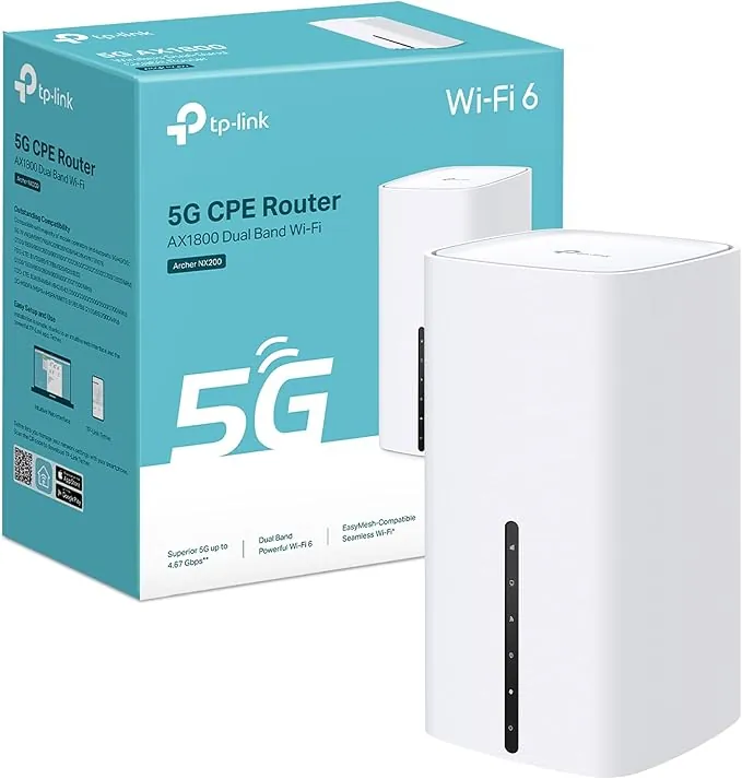[Nuevo] TP-Link Archer NX200 | Router Inalámbrico Dual-Banda AX1800 5G Gigabit | 5G SA NSA, SIM, Wi-Fi 6, 4G LTE FDD TDD, Modo Router, Puerto Gigabit, Plug and Play, EasyMesh, Fácil Configuración