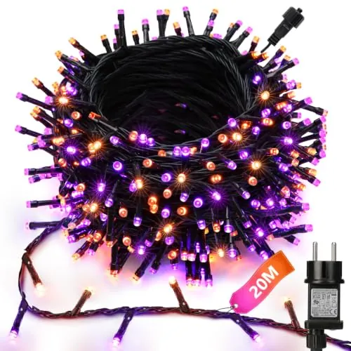 Joomer Halloween Guirnarldas Luces Exterior 20M 200 LED Naranja Morado