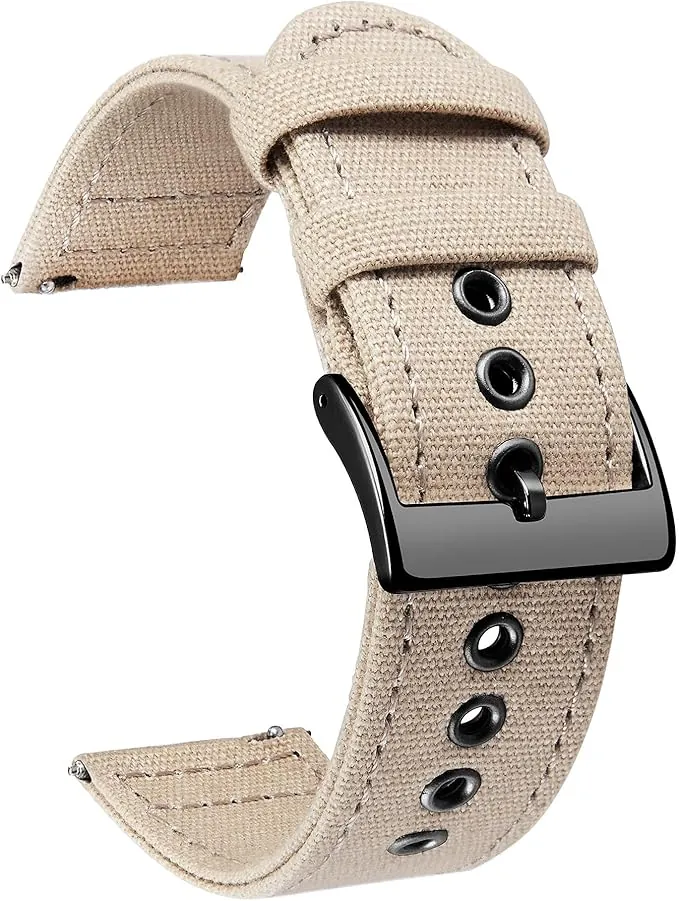 BINLUN Correas de Reloj de Lona de Liberación Rápida Correa Reloj de Tela 18mm 20mm 22mm 24mm Reemplazo Correas para Relojes de Hombre y Mujer con Hebilla Plateada/Negra