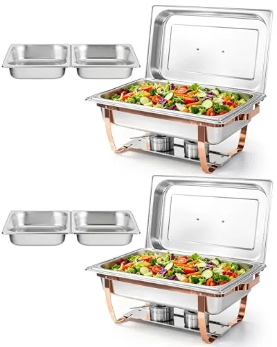 2PCS Chafing Dishes Buffet 9L Bandeja para Buffet Rectángulo