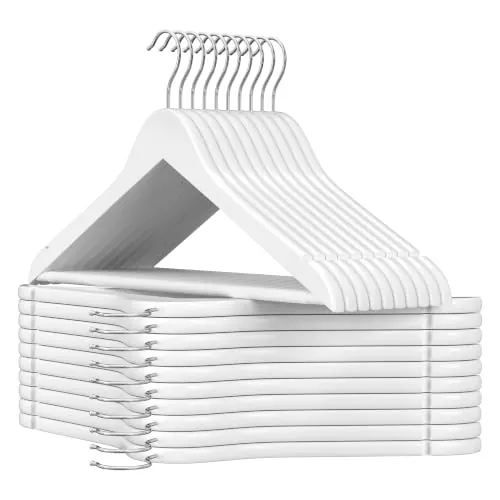 SONGMICS Percha de Madera Maciza, Juego de 20, con Ranuras para Hombros