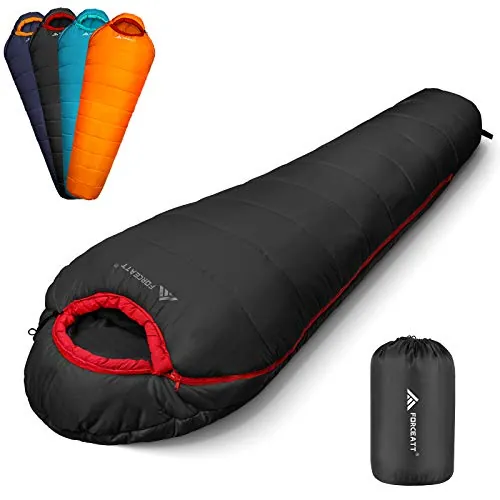 Forceatt Saco de Dormir Momia,Temperatura Aplicable es 0℃-20℃,Sacos de Dormir Compacto para Adultos,3-4 Estaciones,Resistente al Agua y al Desgarro,Ideal para Camping y Trekking