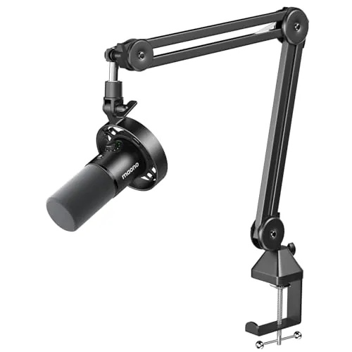 MAONO PD300XS Micrófono dinámico para Podcast con Brazo articulado Resistente, Paquete Profesional USB/XLR para grabación y Streaming,silenciador táctil,Conector para Monitor,para PC/computadora/PS5