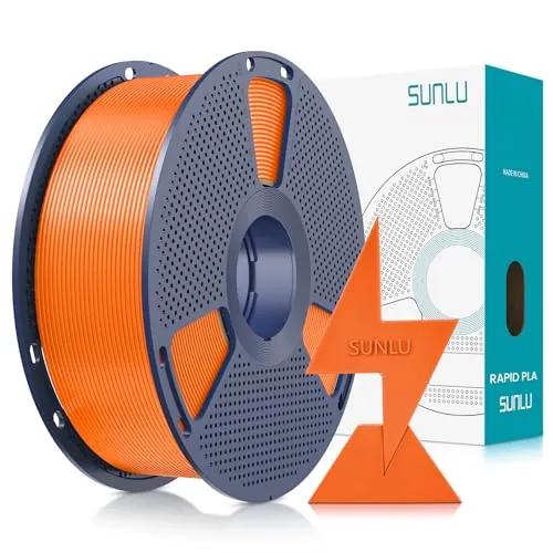 SUNLU Alta Velocidad Filamento PLA 1.75mm, Filamento PLA de Alta Fluidez para Impresoras 3D Rápidas, Diseñado para Impresiones Rápidas, Tolerancia de Diámetro ±0.02mm, HS-PLA Filament, 1KG Naranja Sol