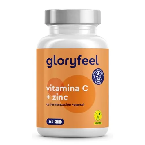 Vitamina C + Zinc - 365 Cápsulas - 1000mg Vitamina C + 20mg Zinc - Apoya el sistema inmunológico y reduce la fatiga - Con Protección gástrica y pH neutro -100% vegano