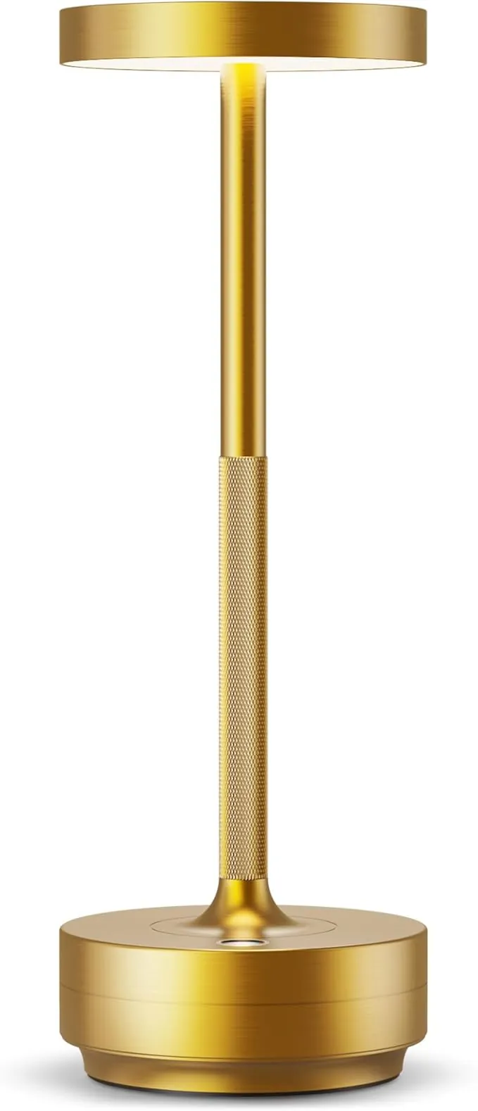 Lámpara de Mesa LED Recargable, 3 Colores de Luz con Regulación Continua, IP54 Impermeable, Batería 5000mAh, Diseño Metálico Moderno, con Función de Memoria para Interior y Exterior (Oro)