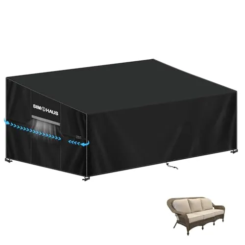 SIMPHAUS Funda Sofa Exterior Impermeable 3 plazas Fundas Sofa Exterior Esquina Jardín Cubierta Sofá 3 Plazas Terraza Anti UV 420D Tela Oxford 205x99x89/61cm
