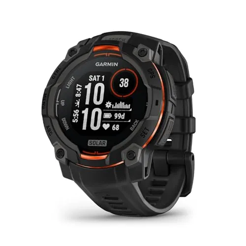 Garmin Instinct 3 Solar, Reloj Inteligente con GPS, Pantalla de 45 mm, Resistente al Agua, Aplicaciones Deportivas integradas, Monitorización de la Salud, Linterna LED, hasta 28 días autonomía, Negro