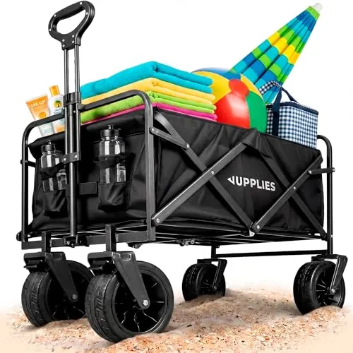 JUPPLIES Carro Plegable con Ruedas – Carro Playa, Jardín y Supermercado | Carrito Transporte Plegable, Asa Telescópica, Tela Resistente e Impermeable (150KG - L (90,5x50x58cm) Modelo Nuevo)
