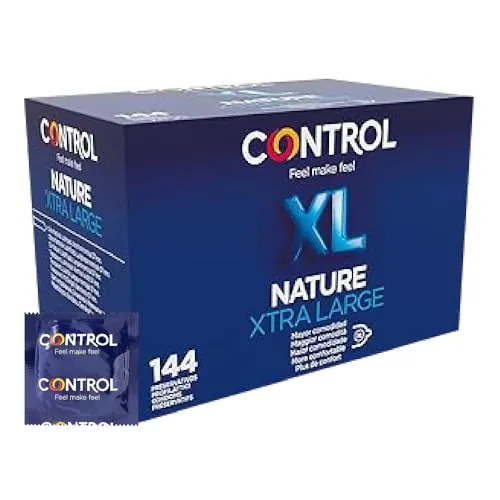 Control Nature XL Preservativos - Caja de condones, 144 unidades (pack extra grande), Gama placer natural, lubricados, óptima adaptabilidad