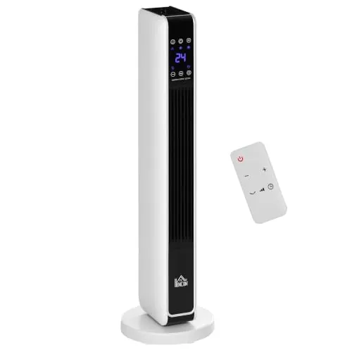 HOMCOM Radiador Eléctrico bajo Consumo Calefactor de Torre 25 m² Blanco