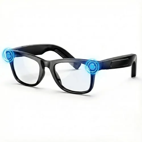 Gafas con Cámara HD, 8MP 1080P Gafas Inteligentes con IA, Procesador de Doble Núcleo con Asistente IA para Traducción en Tiempo Real, 410 mAh Que Ofrece hasta 16 Horas de Autonomía Gafas Inteligentes