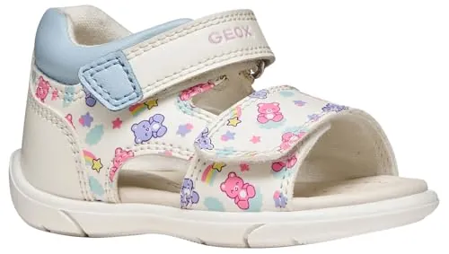 Geox Sandalia para niña B ZAPITO Girl, White/LT Blue, 23 EU