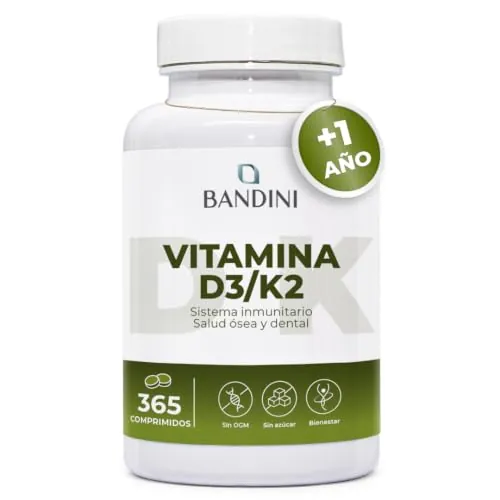 Bandini® Vitamina D3 y K2 365 Comprimidos, 1 año de Suministro - Alta dosis