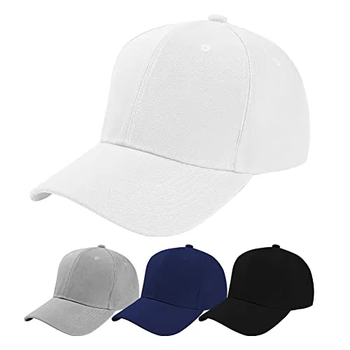 Aomig Gorras de Beisbol, Gorras de Hombre Ajustable, Gorra Verano Malla Transpirable Casuales, Gorras Deportivas Unisex Adulto para Running Beisbol Tenis Golf, Blanco