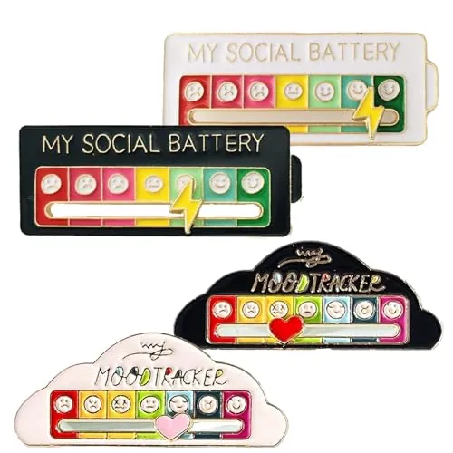 4 Social Battery Pin - broche de estado de ánimo, diseño único desmontable, ¡accesorio versátil y elegante