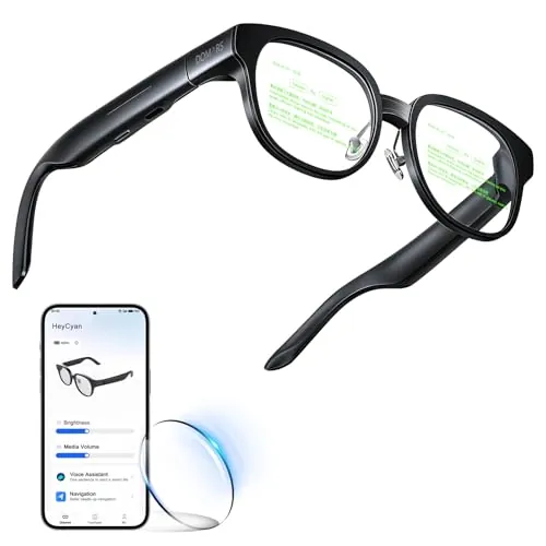 Domars Gafas Inteligentes con Pantalla AR, Teleprompter Invisible y Traducción en Tiempo Real con IA en 40 Idiomas, Bluetooth con IA para Discursos, Viajes, Gafas de Sol para Hombre y Mujer (1)
