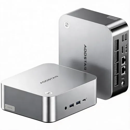 AOOSTAR MACO Mini PC AMD R7 Pro 6850H (8C/16T hasta 4,7GHz) 24GB LPDDR5 RAM + 1TB PCIe4.0 SSD, OCuLink/2xUSB4/2x2,5G LAN/4K Quad-Display/Huella Digital, W11 Pro, Mini Computer para Gaming y Oficina