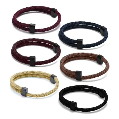 IOURVYA 6 piezas Pulsera Surfista, 15-30 cm Ajustable Pulseras Bohemias Trenzadas Pulseras Surferas Estilo Hippie Pulsera Trenzada Hecha a Mano para Mujeres y Hombres Tobillera