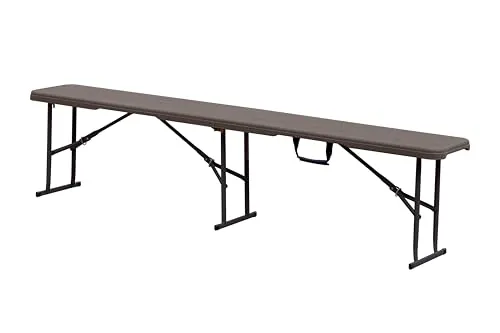 KG KITGARDEN - Banco Plegable Portátil Multifuncional Imitación Madera, 180x28x43cm, Marrón