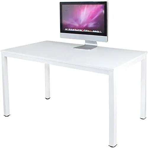 sogesfurniture Escritorios 120x60 cm Mesa de Ordenador Escritorios para Computadora Escritorio de Oficina Mesa de Estudio Mesa de Trabajo de Madera y Acero, Blanco AC3W-120-SF