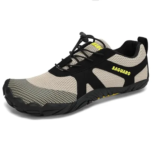 SAGUARO Zapatillas Barefoot Hombre Mujer Zapatillas Minimalistas Zapatos Barefoot Calzado Minimalistas Zapatillas de Trail Running Barefoot Shoes para Zero Drop Suela Caqui,Gr.43